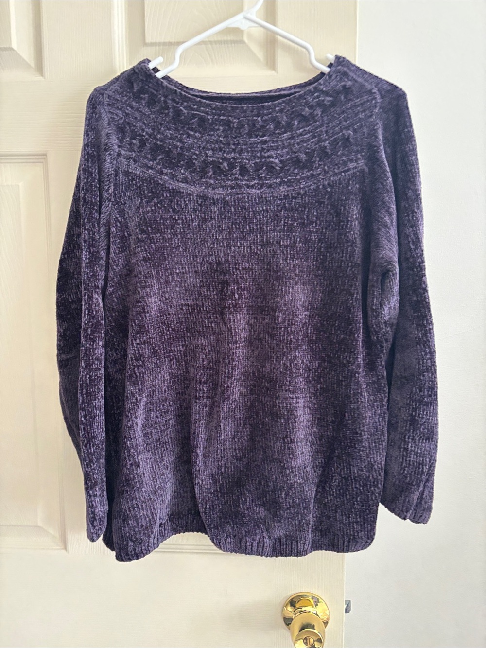 croft & barrow Plush Chenille Crewneck Sweater - Plum
